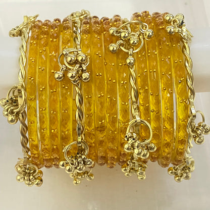 Golden Raindrop Bangles Set