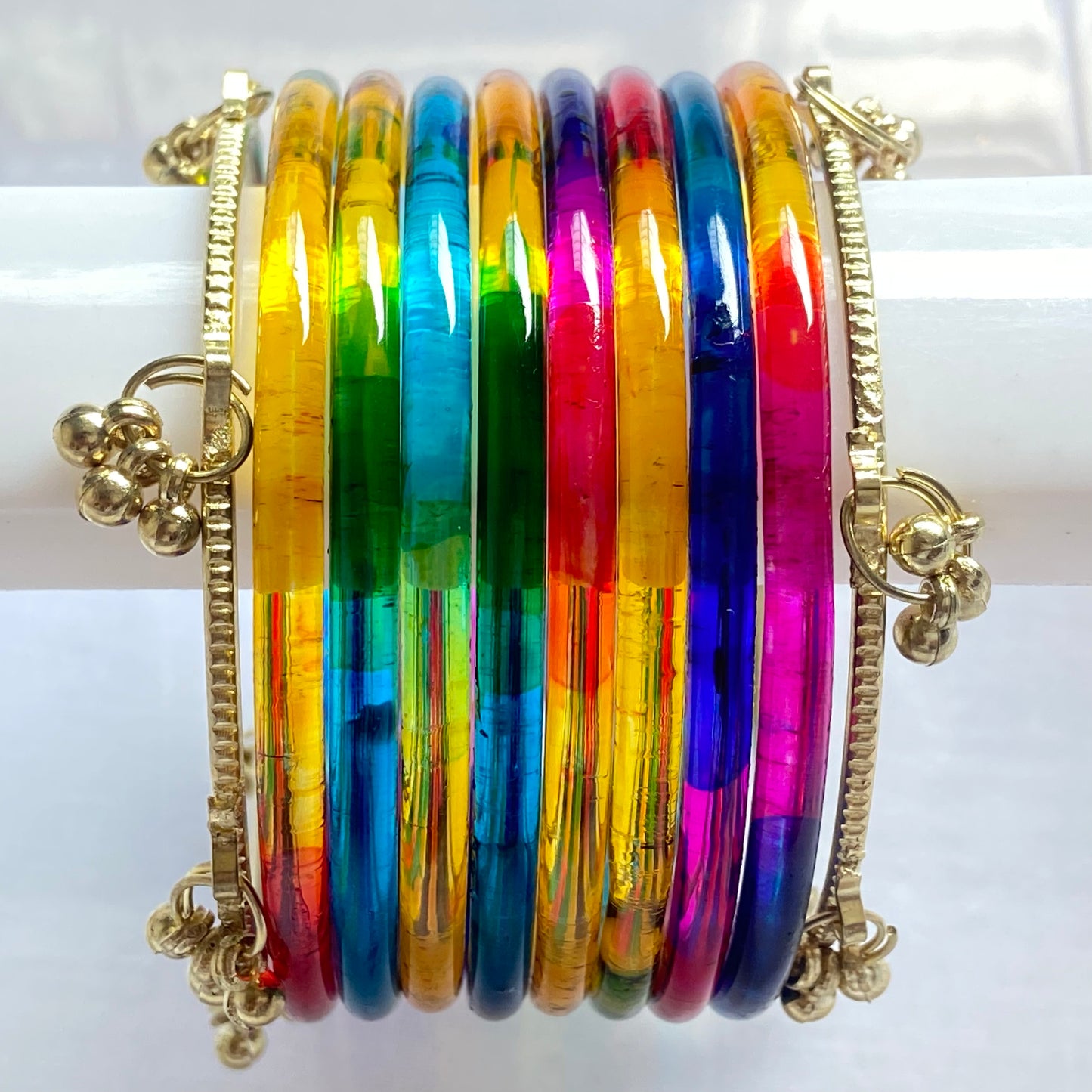 Deep Multicolor Jelly Bangles Set