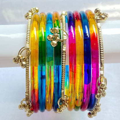 Deep Multicolor Jelly Bangles Set