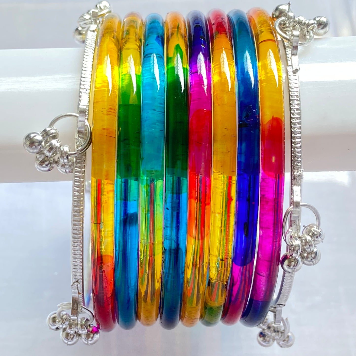 Deep Multicolor Jelly Bangles Set