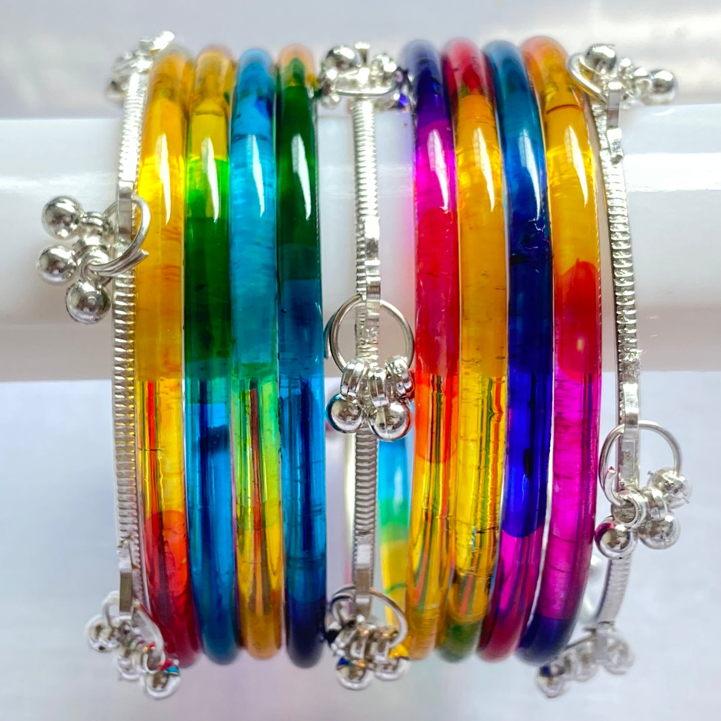 Deep Multicolor Jelly Bangles Set