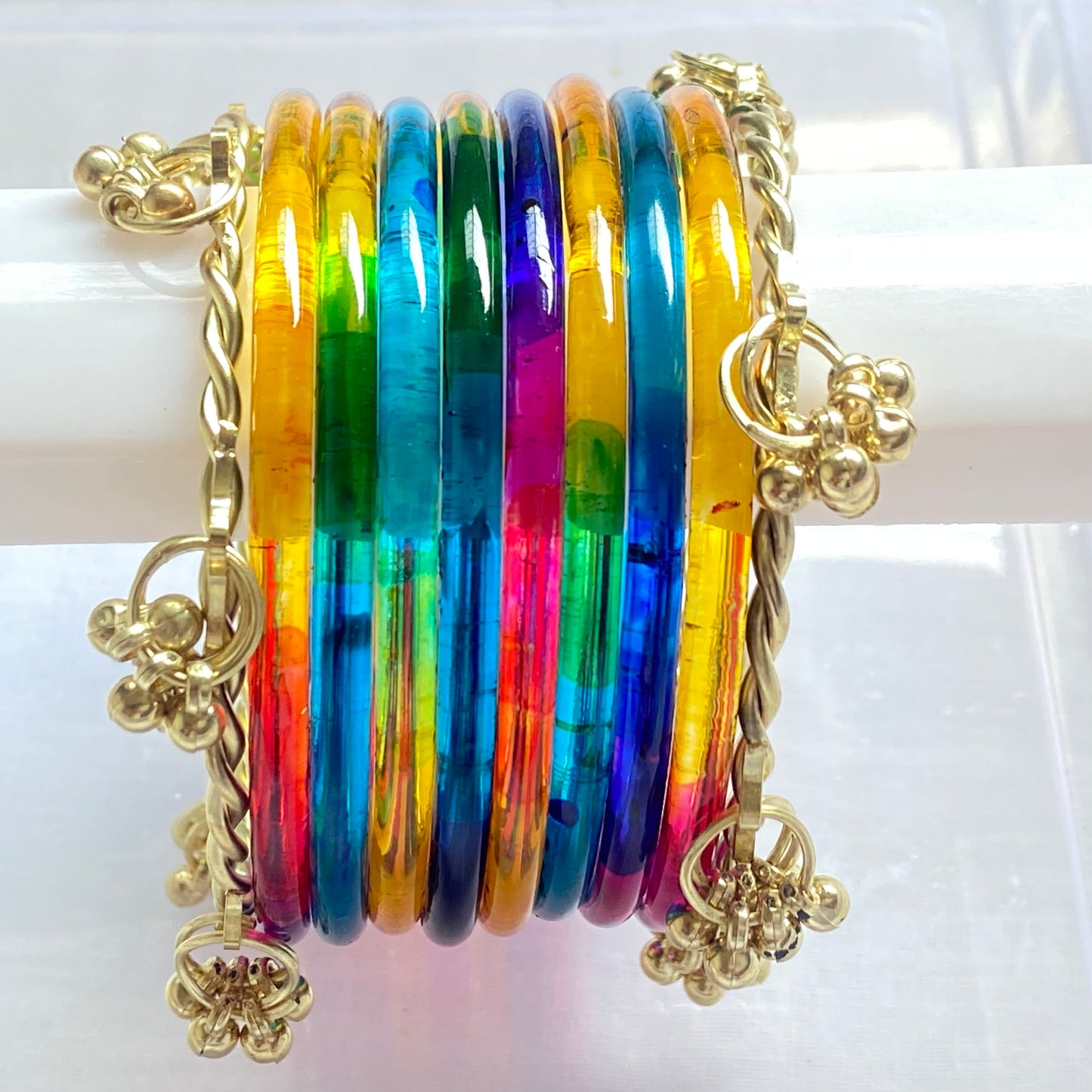 Deep Multicolor Jelly Bangles Set