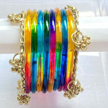 Deep Multicolor Jelly Bangles Set