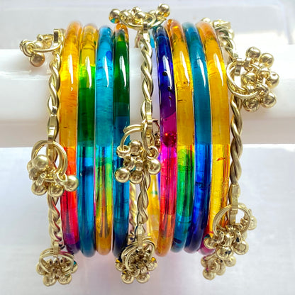 Deep Multicolor Jelly Bangles Set