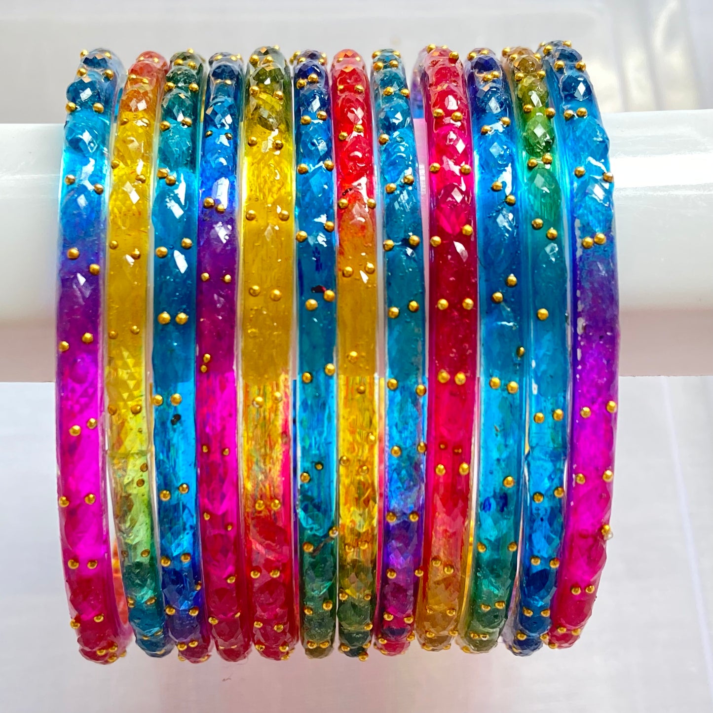 Deep Multicolor Raindrop Bangles Set