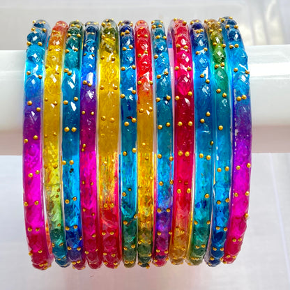 Deep Multicolor Raindrop Bangles Set