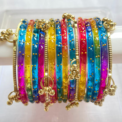 Deep Multicolor Raindrop Bangles Set