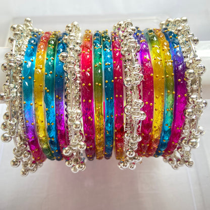 Deep Multicolor Raindrop Bangles Set