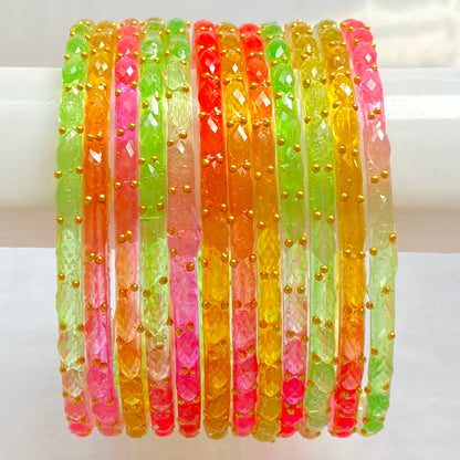 Light Multicolor Raindrop Bangles Set