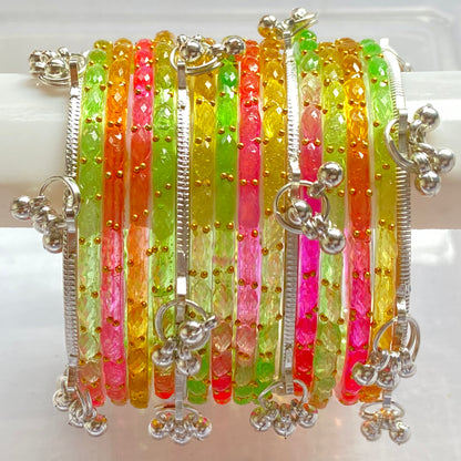 Light Multicolor Raindrop Bangles Set