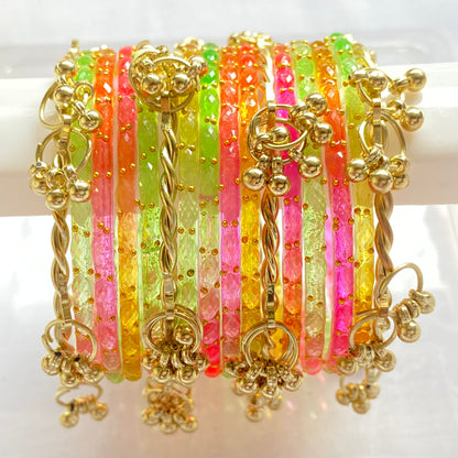 Light Multicolor Raindrop Bangles Set
