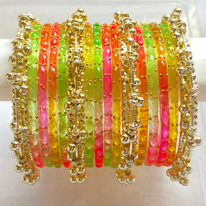 Light Multicolor Raindrop Bangles Set