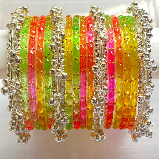 Light Multicolor Raindrop Bangles Set