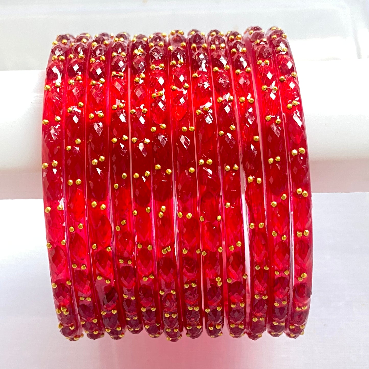 Red Raindrop Bangles Set