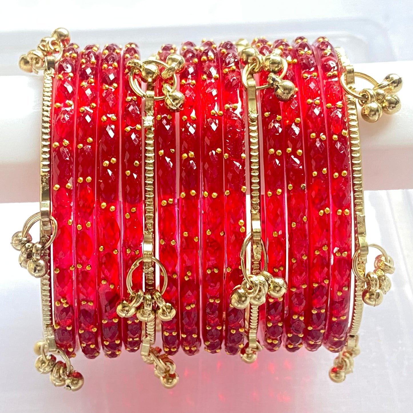 Red Raindrop Bangles Set