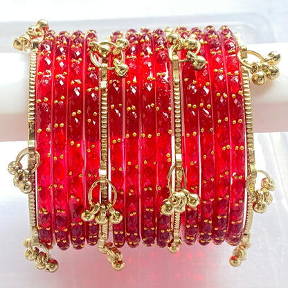 Red Raindrop Bangles Set
