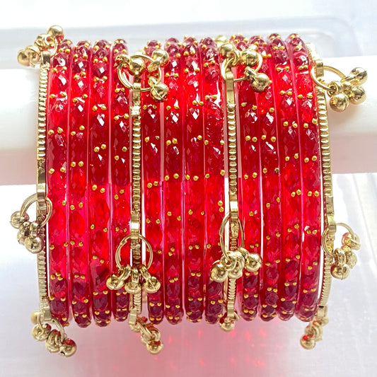 Red Raindrop Bangles Set