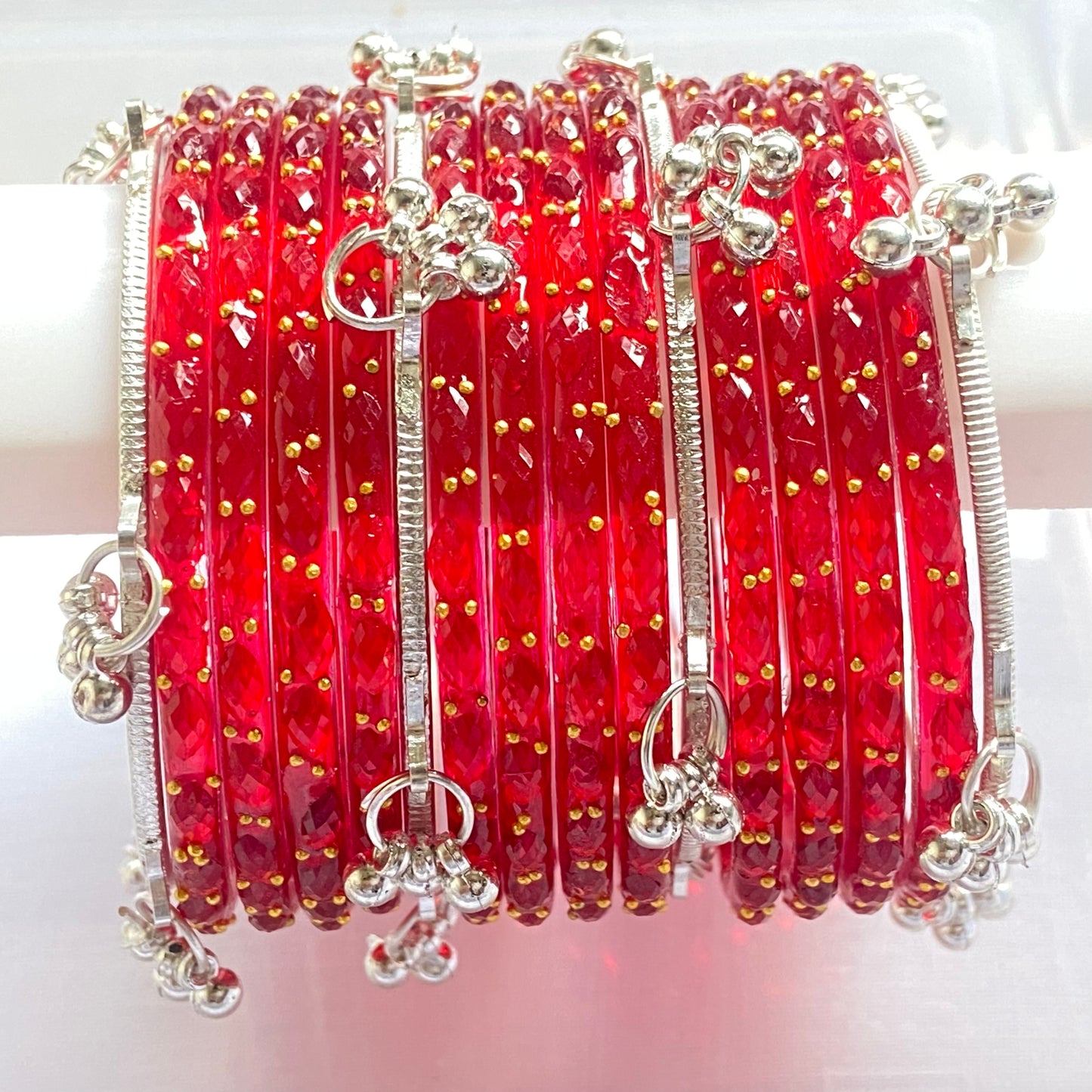 Red Raindrop Bangles Set