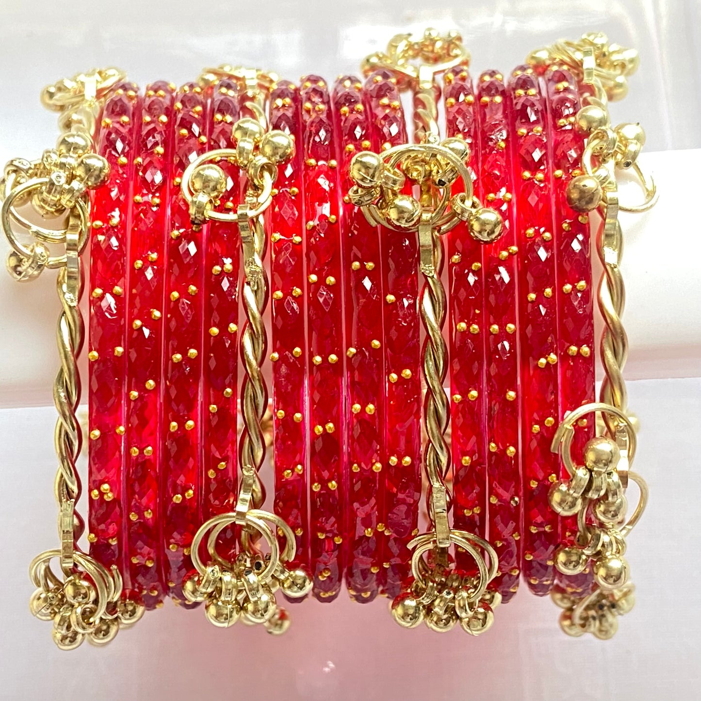 Red Raindrop Bangles Set