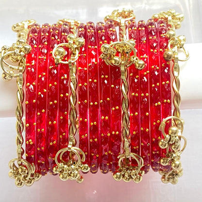 Red Raindrop Bangles Set