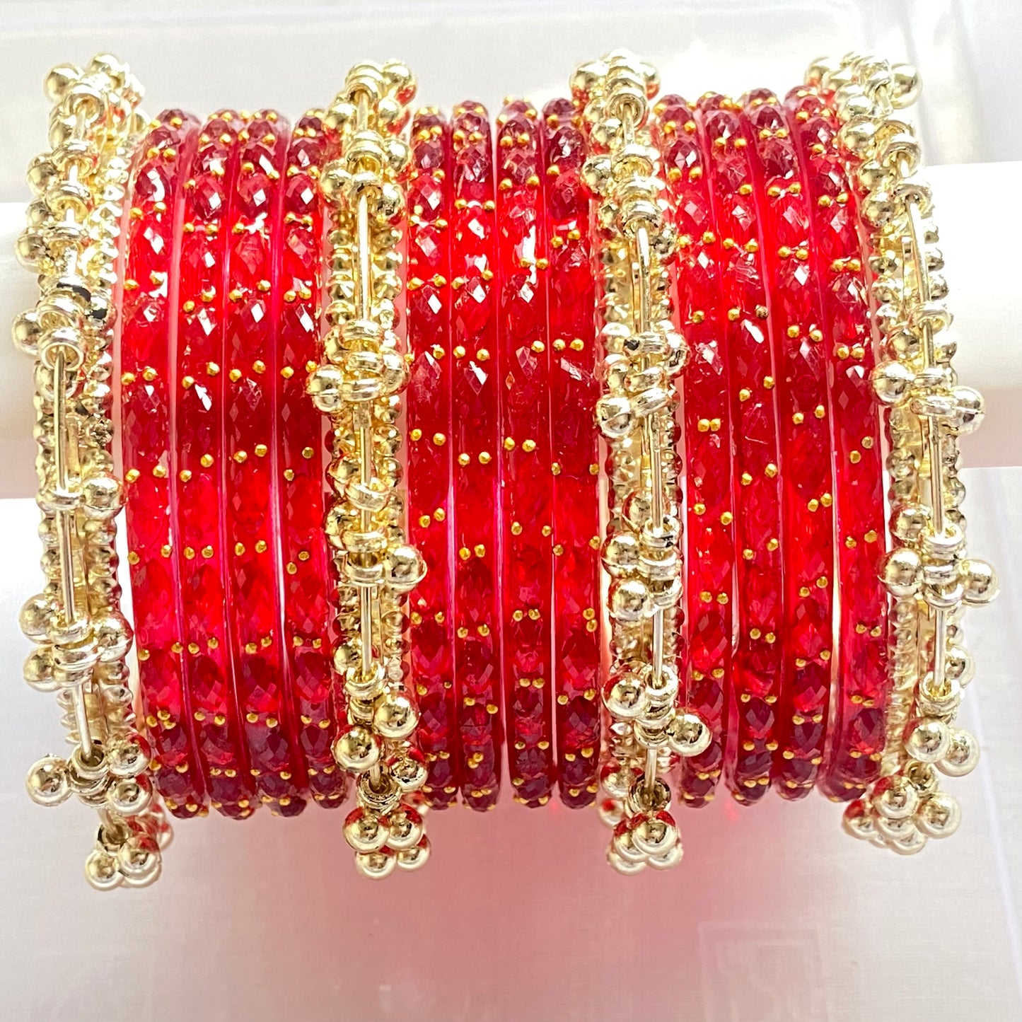 Red Raindrop Bangles Set
