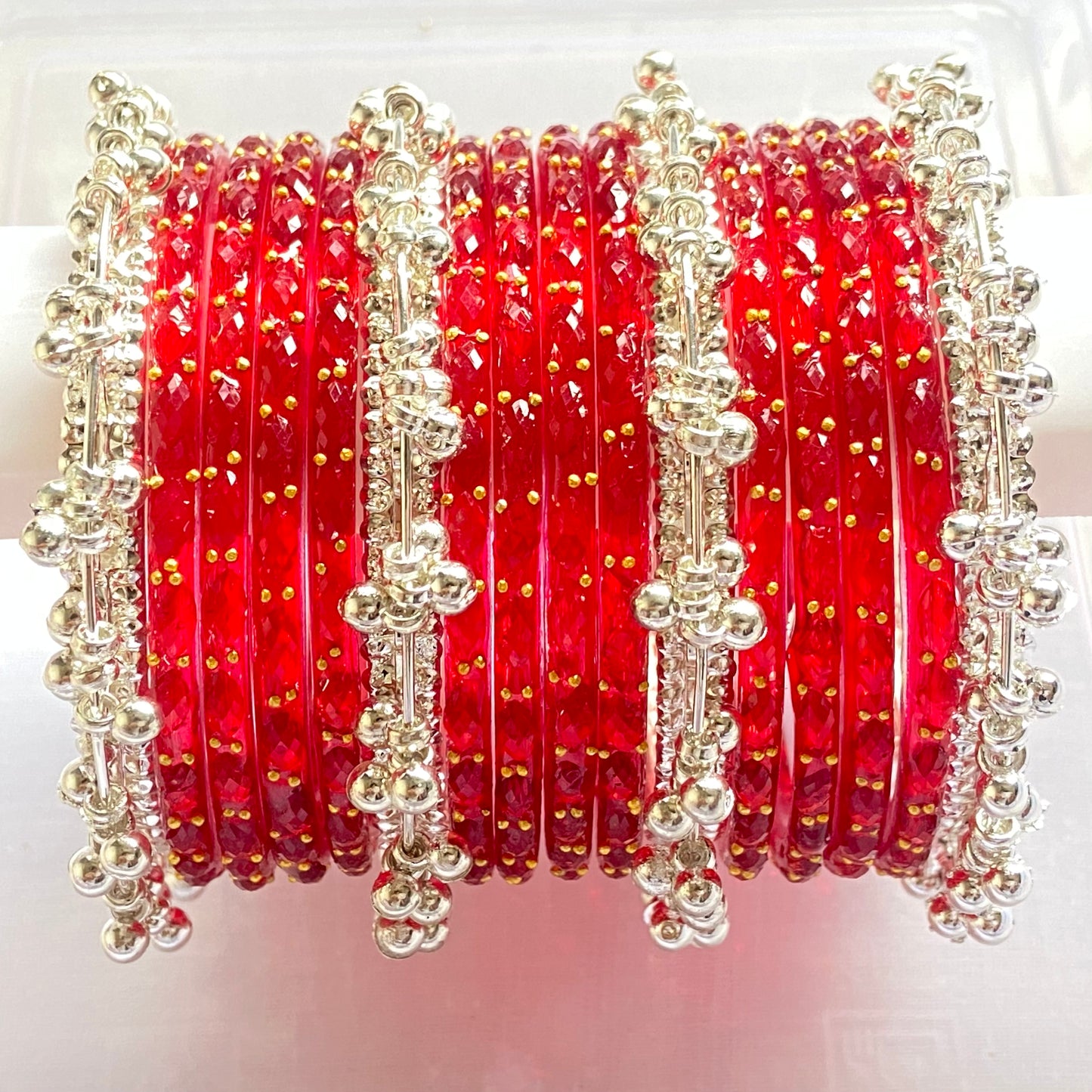 Red Raindrop Bangles Set