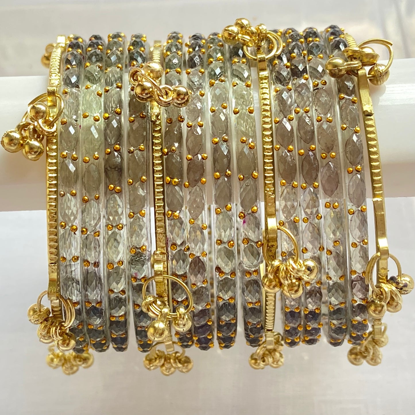 Grey Raindrop Bangles Set