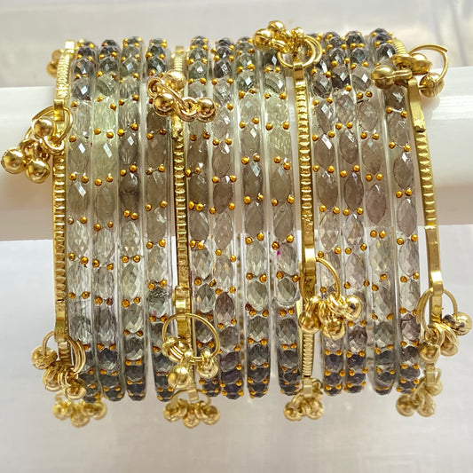 Grey Raindrop Bangles Set