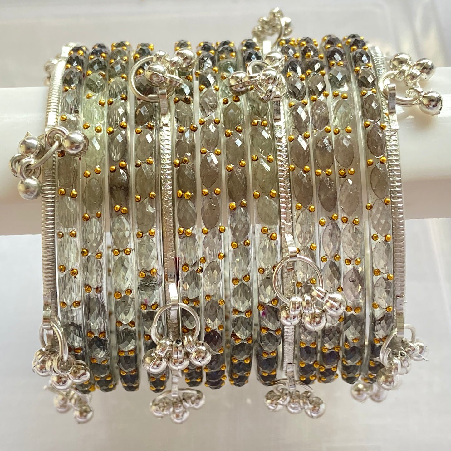 Grey Raindrop Bangles Set