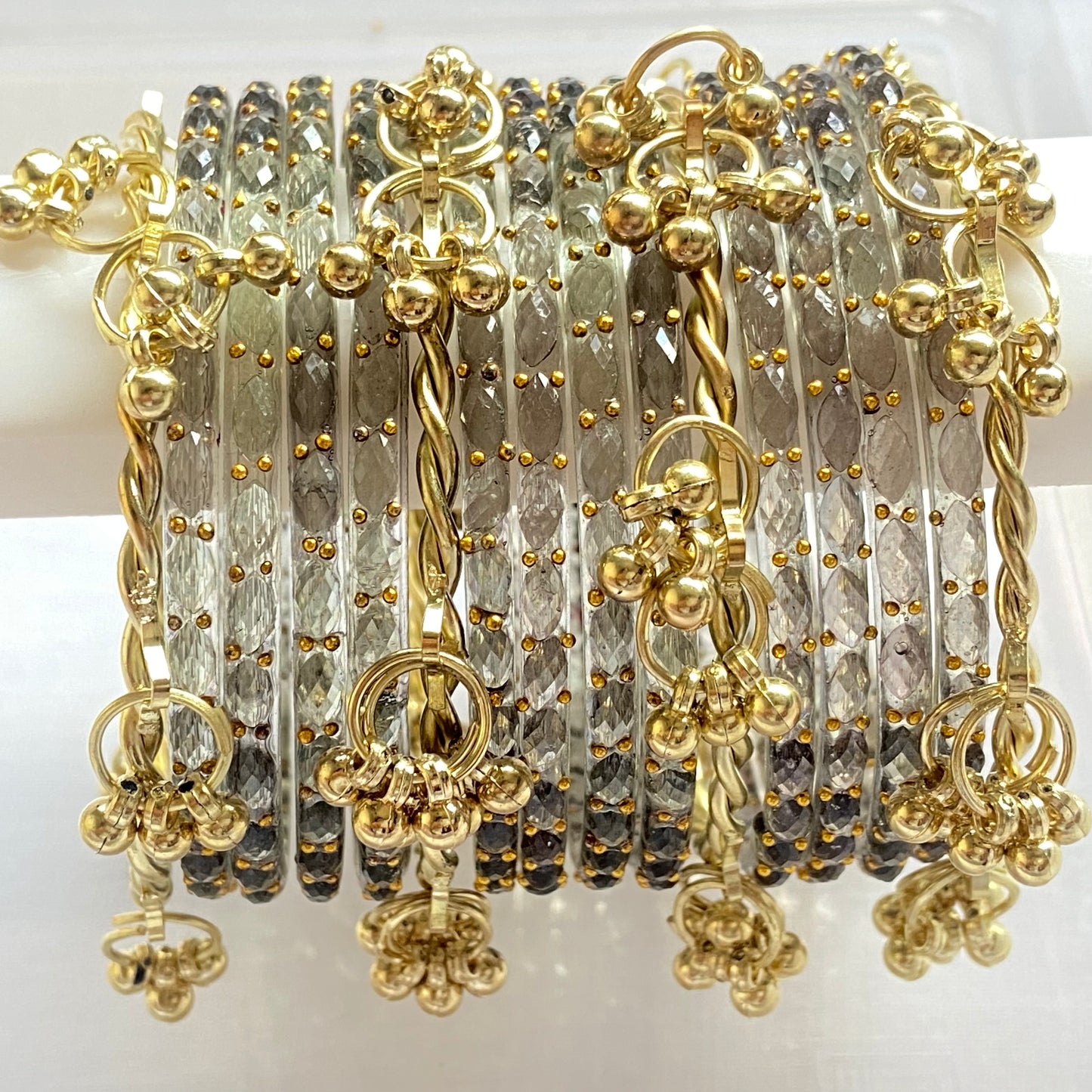 Grey Raindrop Bangles Set