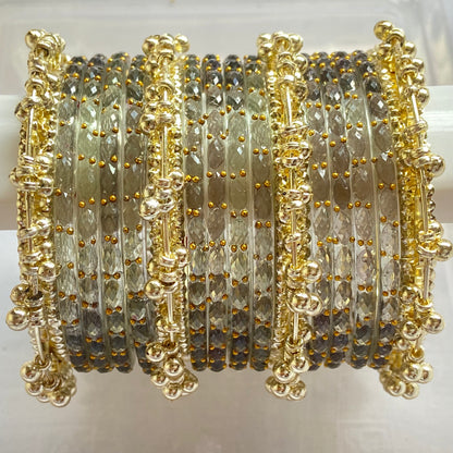 Grey Raindrop Bangles Set