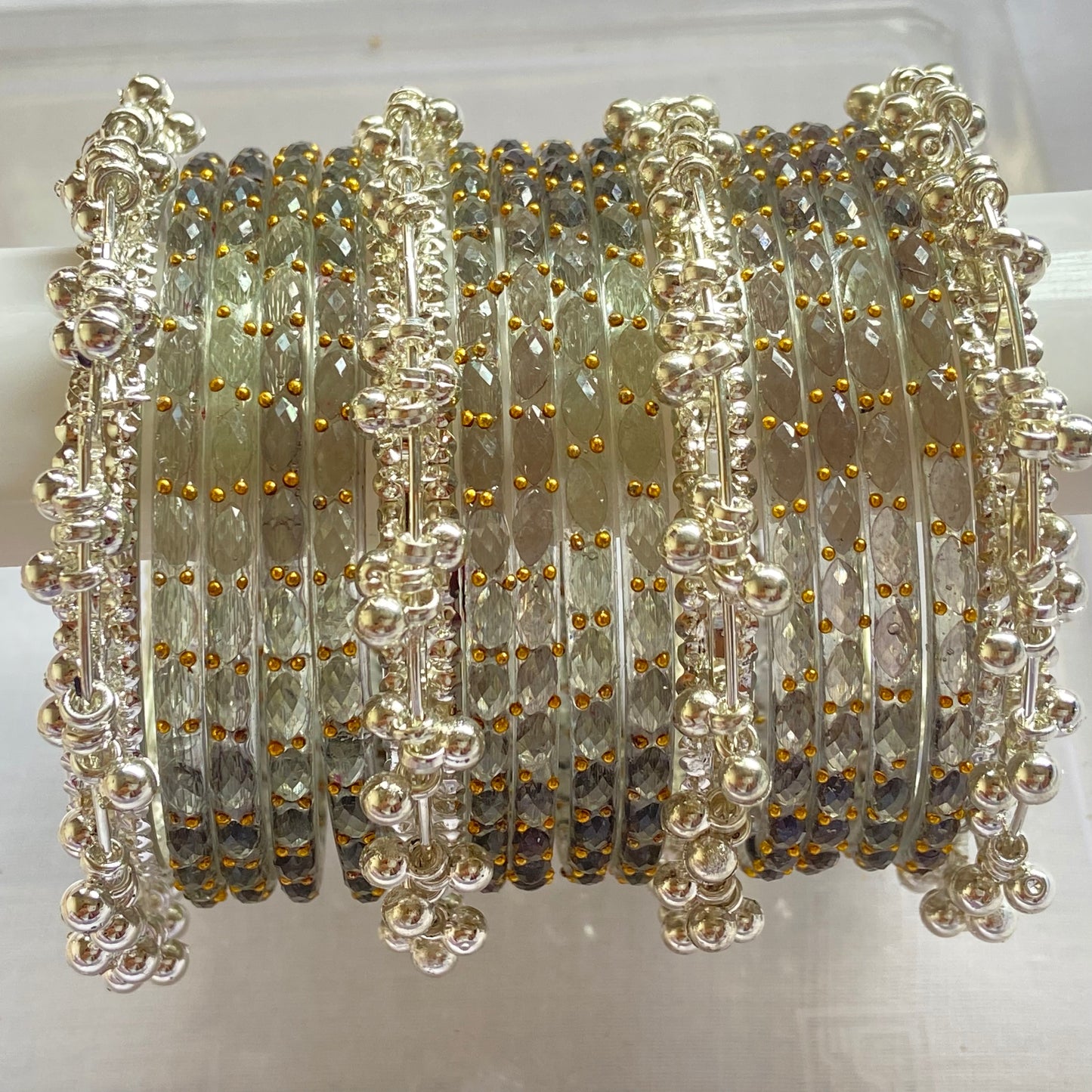 Grey Raindrop Bangles Set