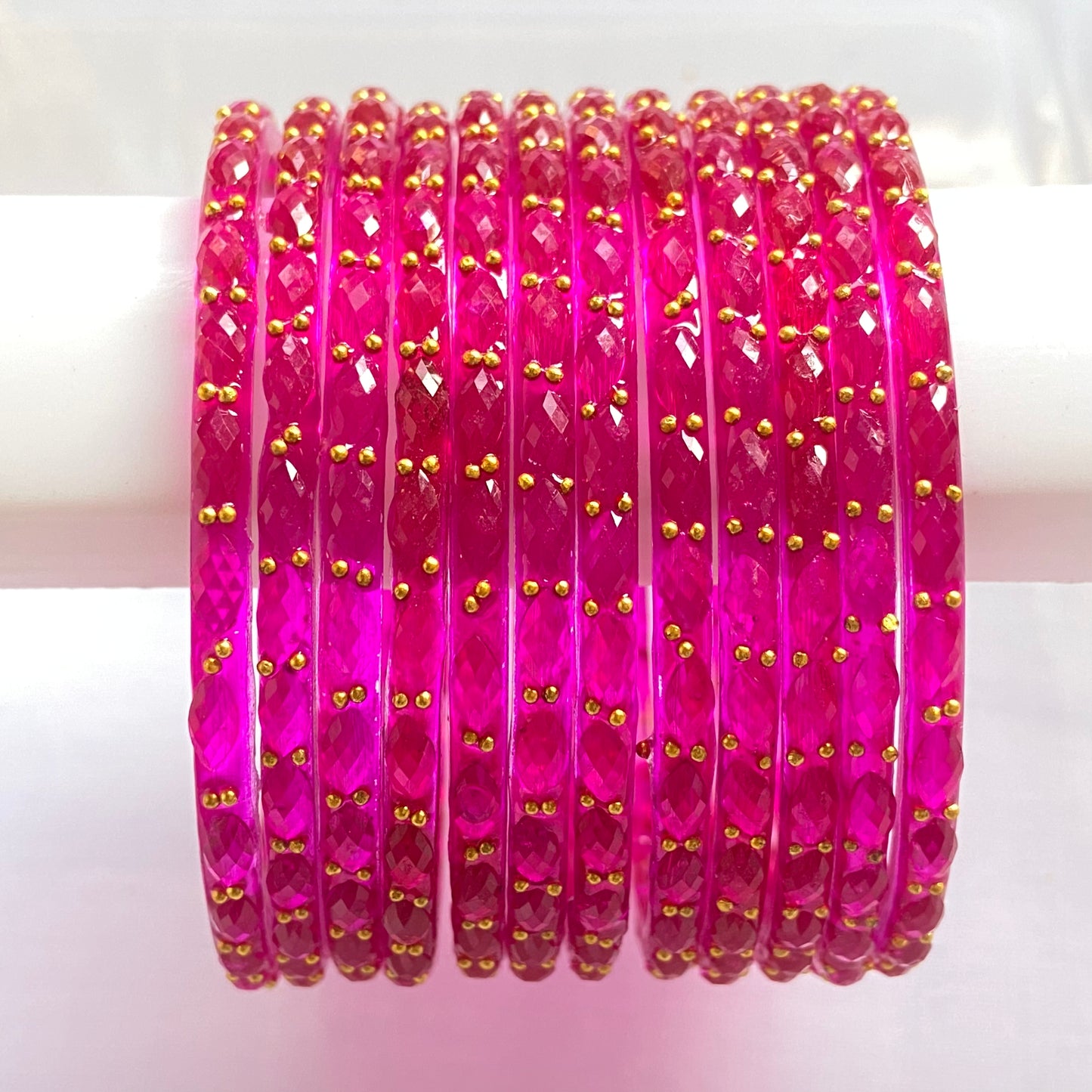 Rani Pink Raindrop Bangles Set