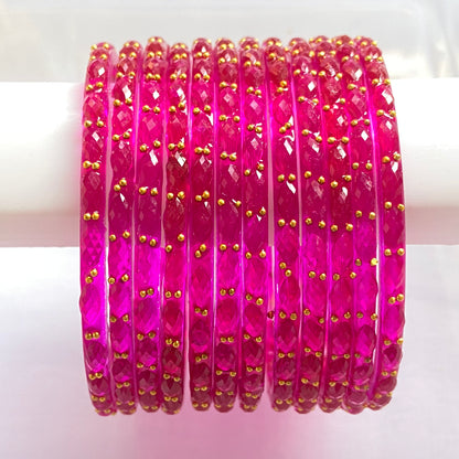 Rani Pink Raindrop Bangles Set