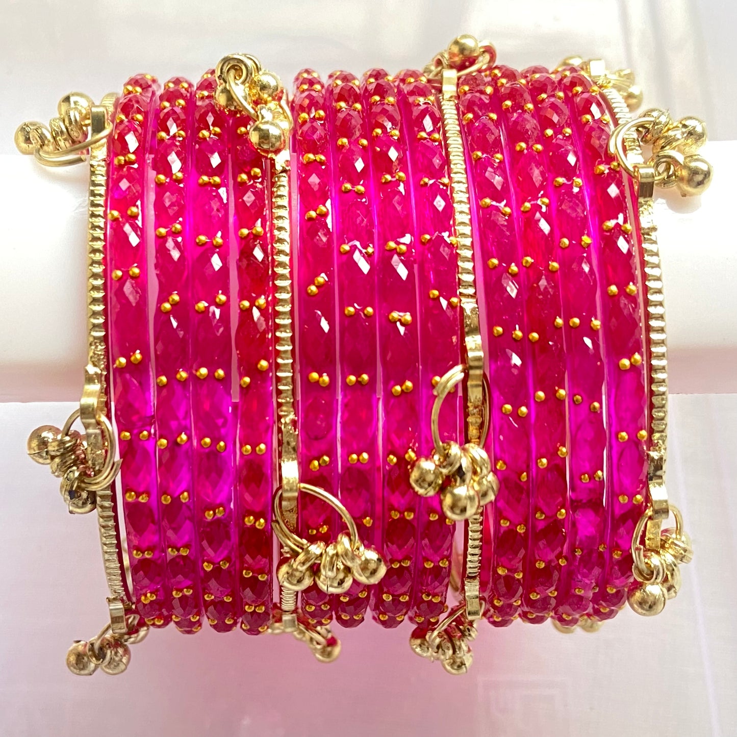 Rani Pink Raindrop Bangles Set