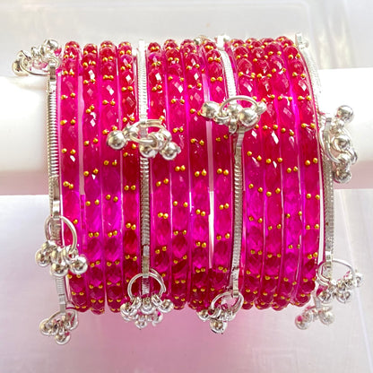 Rani Pink Raindrop Bangles Set