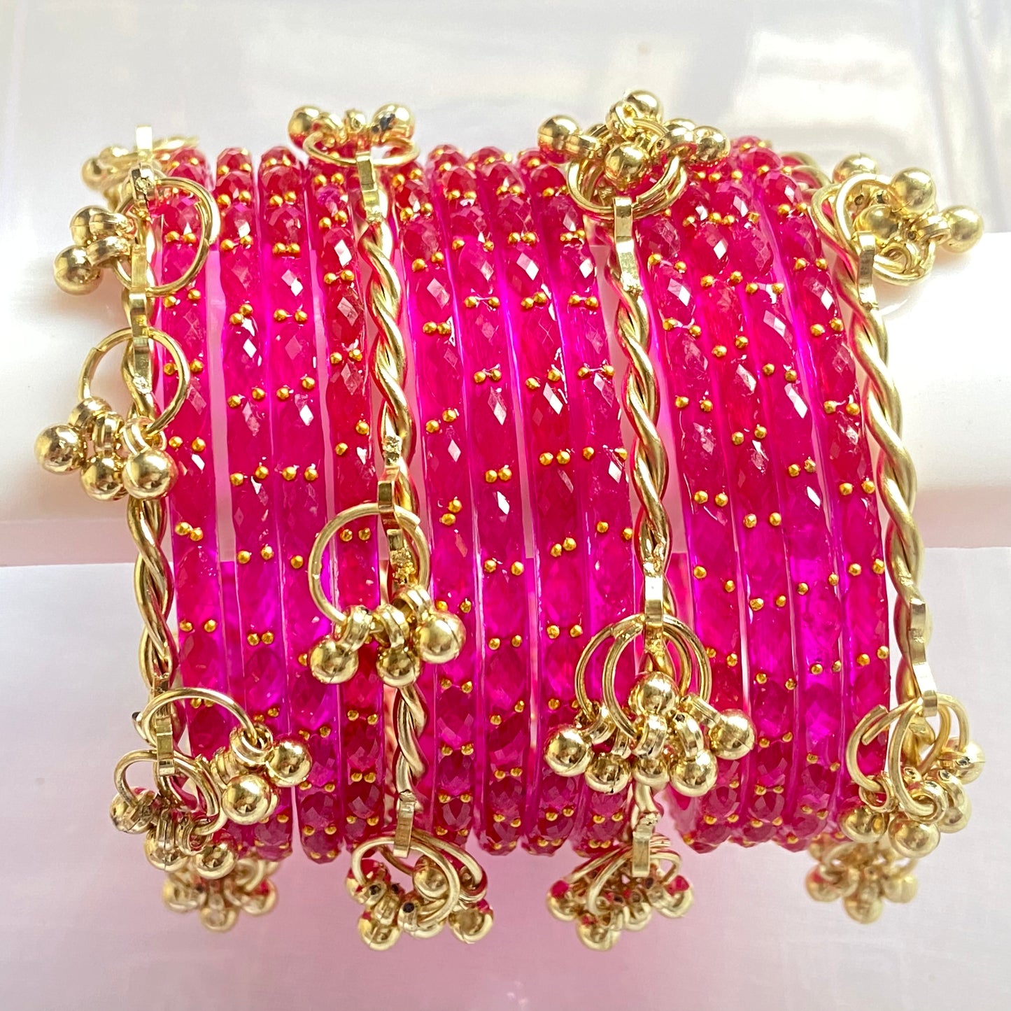 Rani Pink Raindrop Bangles Set