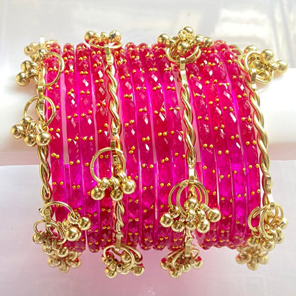 Rani Pink Raindrop Bangles Set