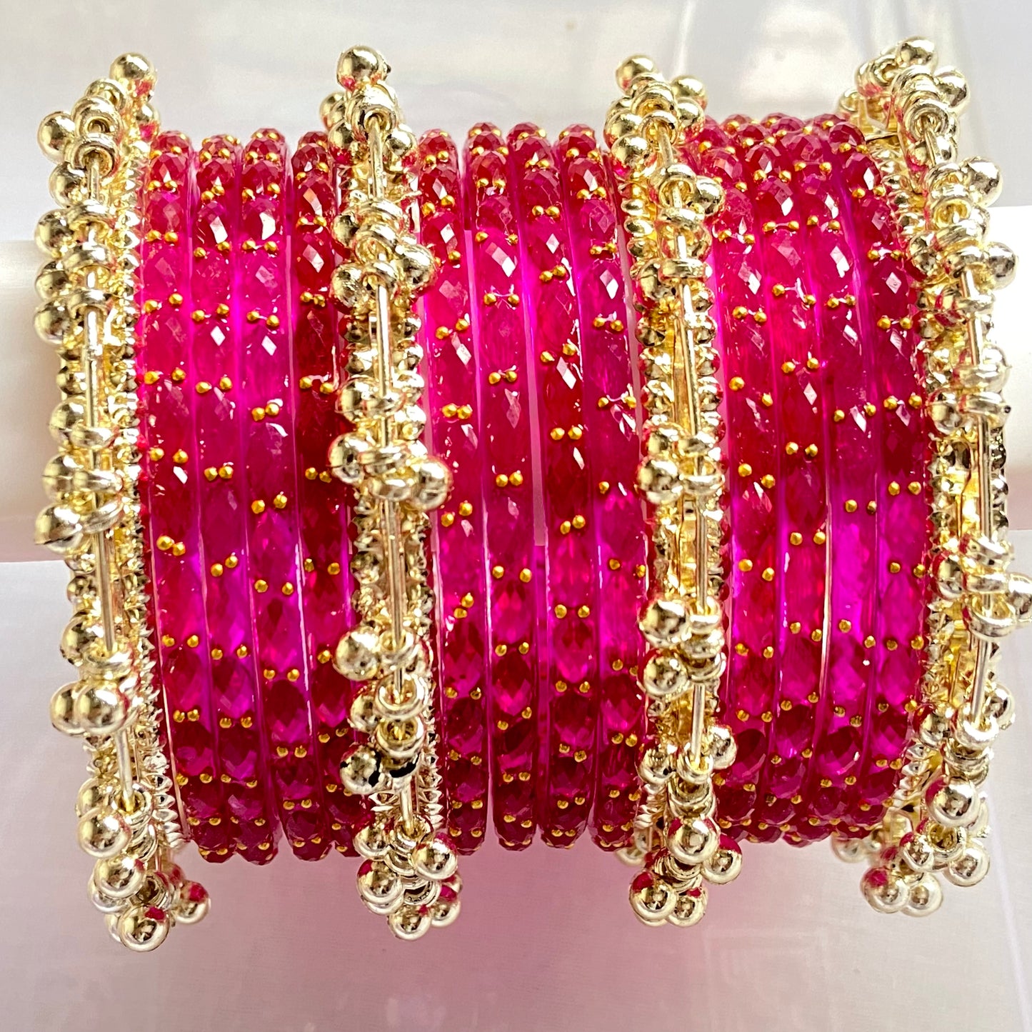 Rani Pink Raindrop Bangles Set