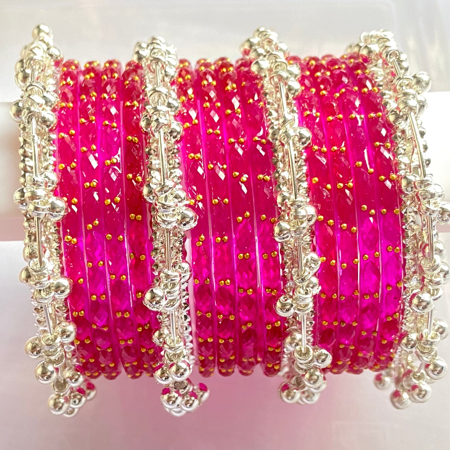 Rani Pink Raindrop Bangles Set