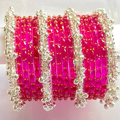 Rani Pink Raindrop Bangles Set