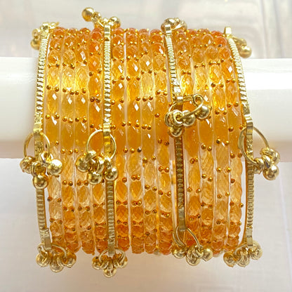 Peach Raindrop Bangles Set
