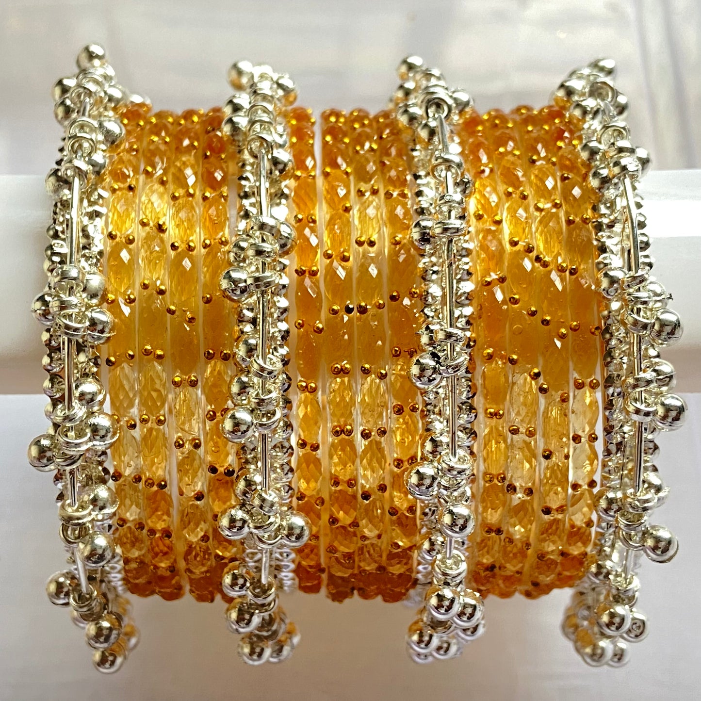 Peach Raindrop Bangles Set