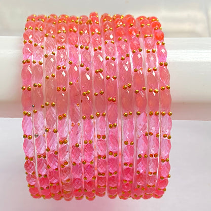 Pink Raindrop Bangles Set