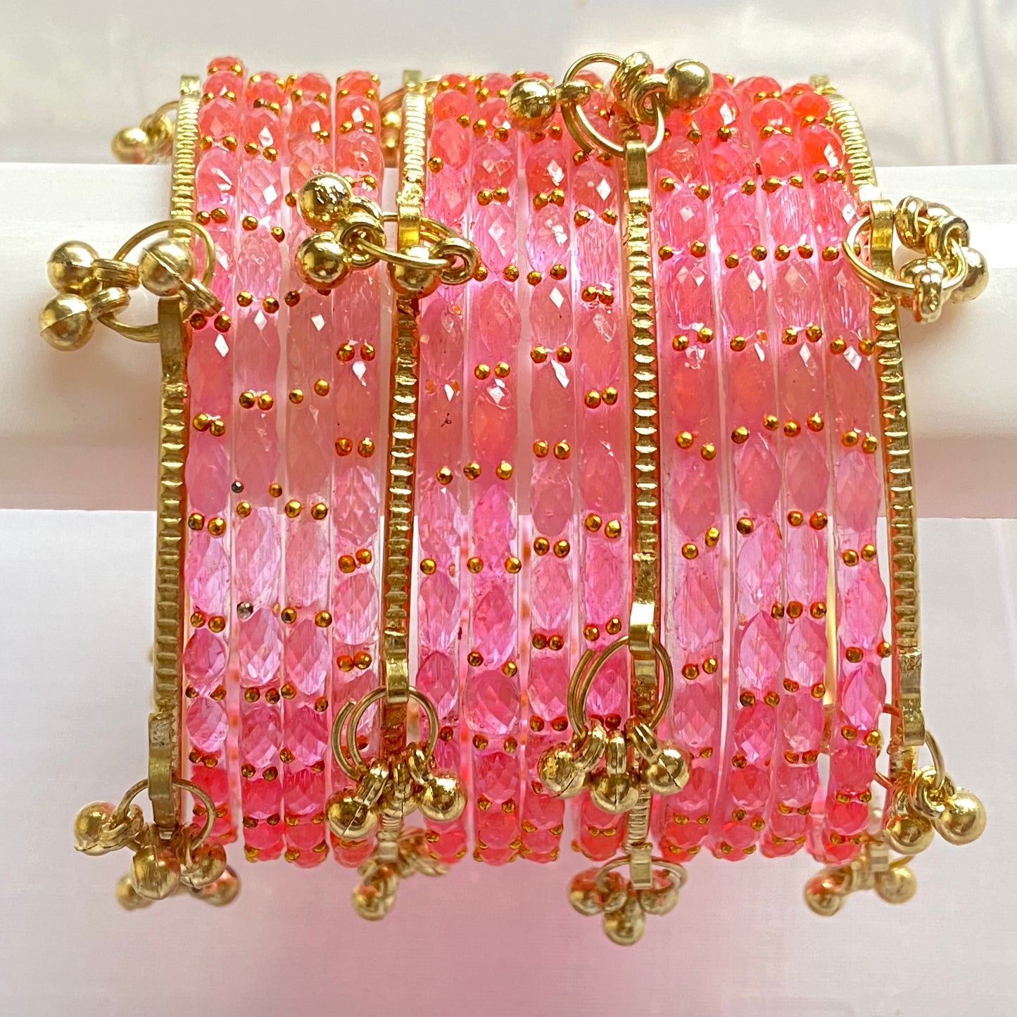Pink Raindrop Bangles Set