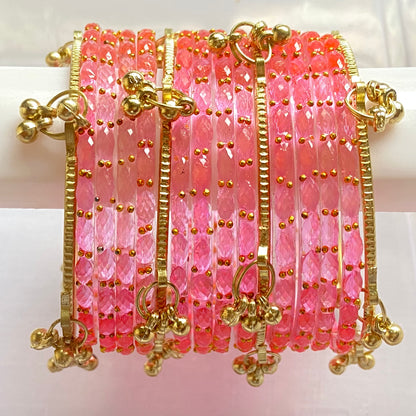 Pink Raindrop Bangles Set