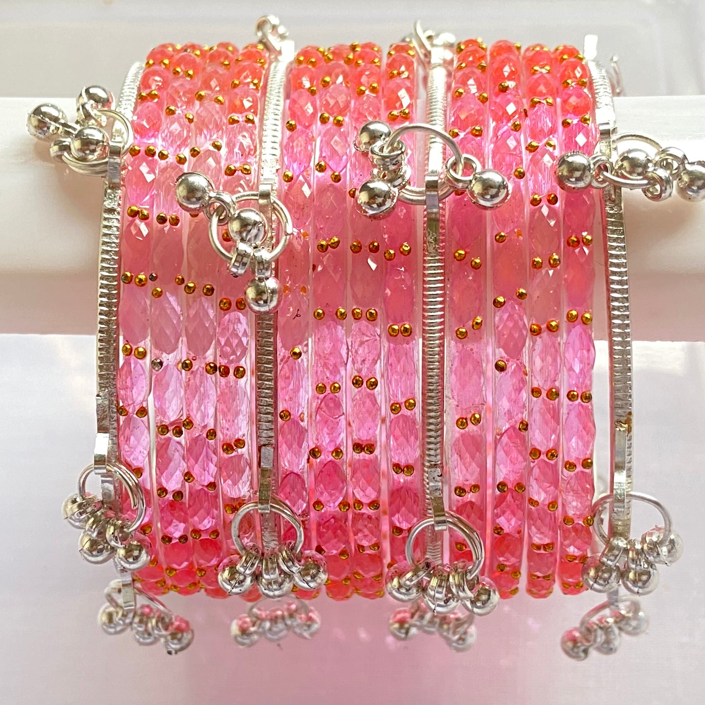 Pink Raindrop Bangles Set