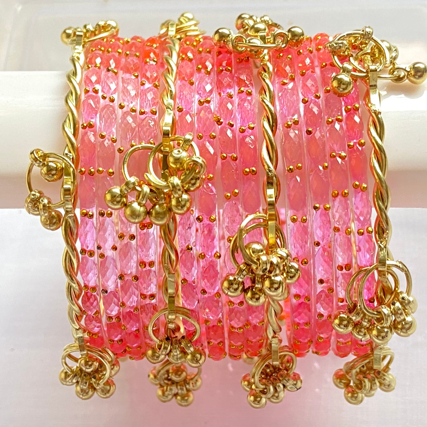 Pink Raindrop Bangles Set