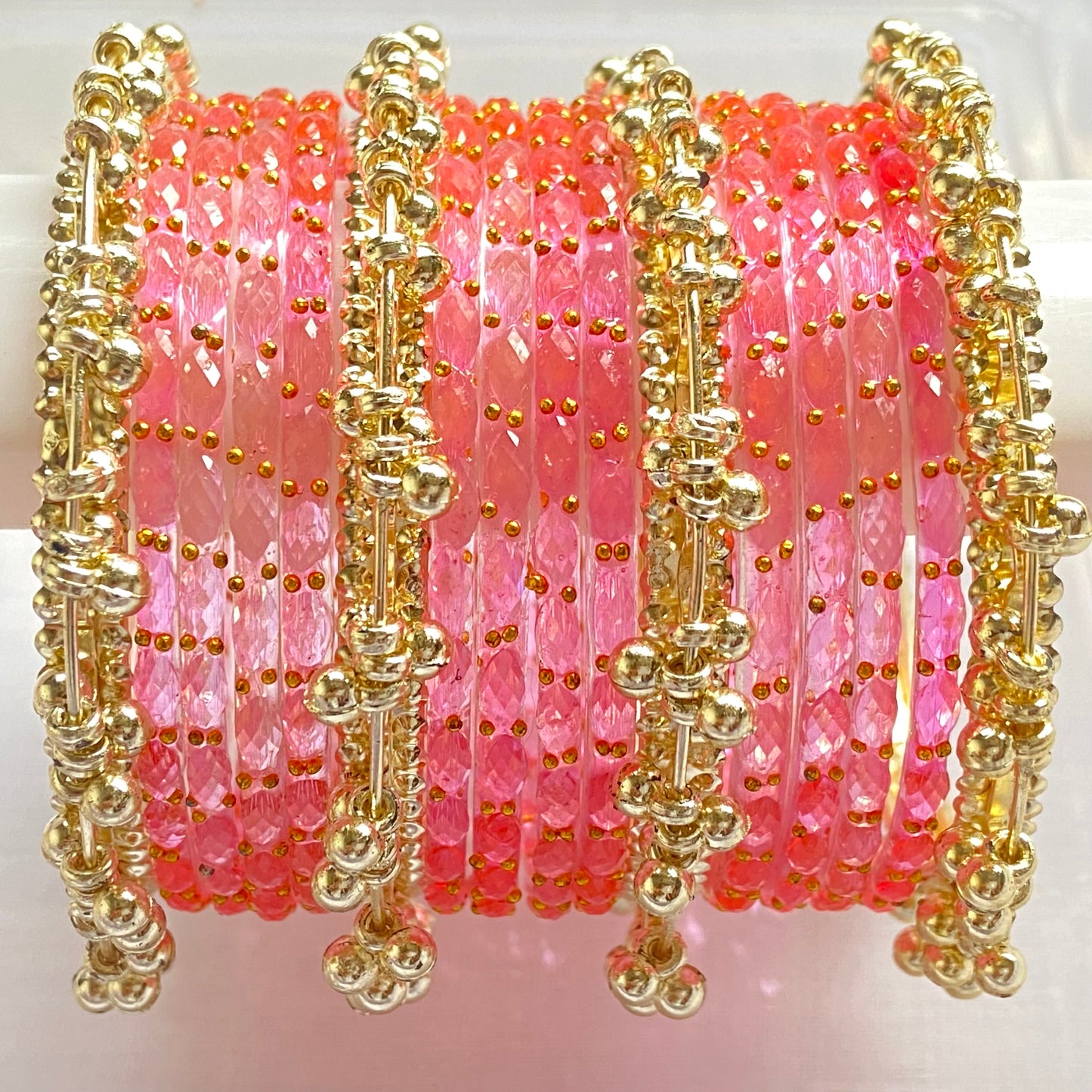 Pink Raindrop Bangles Set