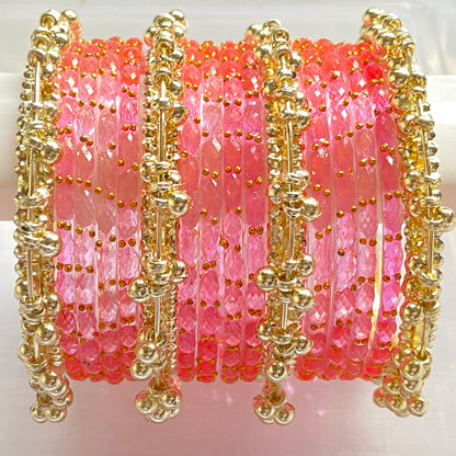 Pink Raindrop Bangles Set